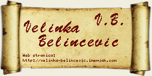 Velinka Belinčević vizit kartica